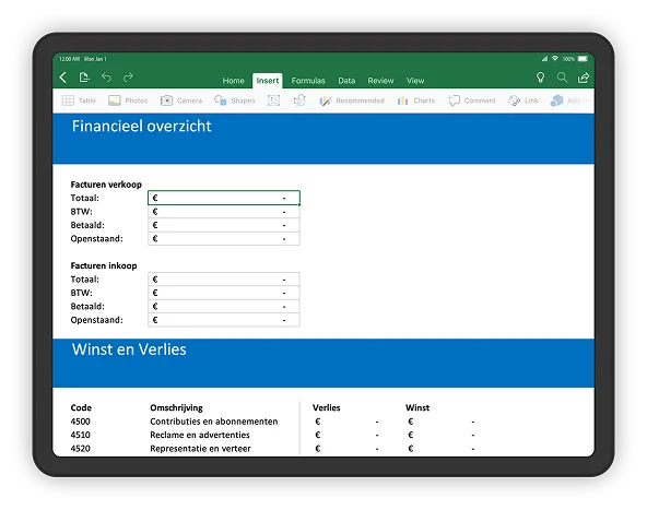 Mockup financieel overzicht